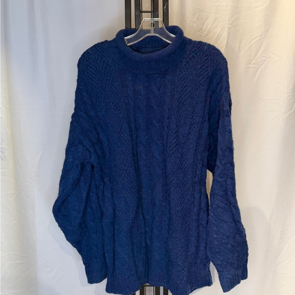 Claiborne Navy Cable‎ Knit Turtleneck Sweater